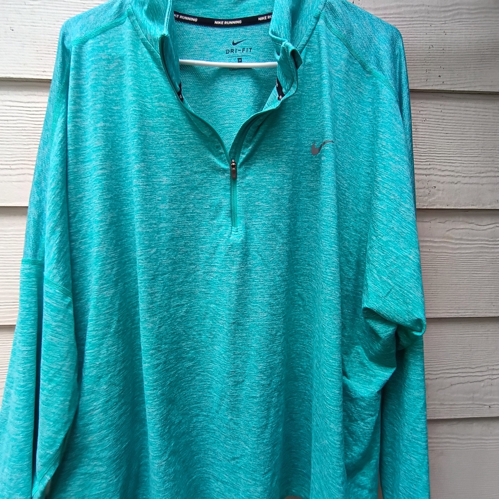 Nike Men's Teal Dri-FIT Quarter-Zip Pullover